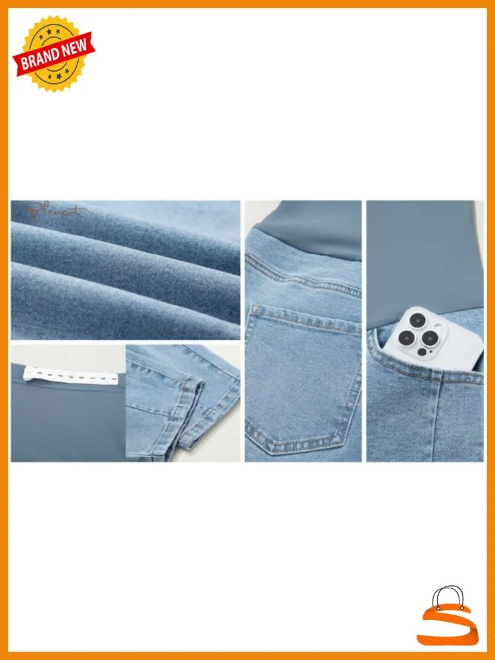 Over The Belly Straight Leg Maternity Jeans with Pockets